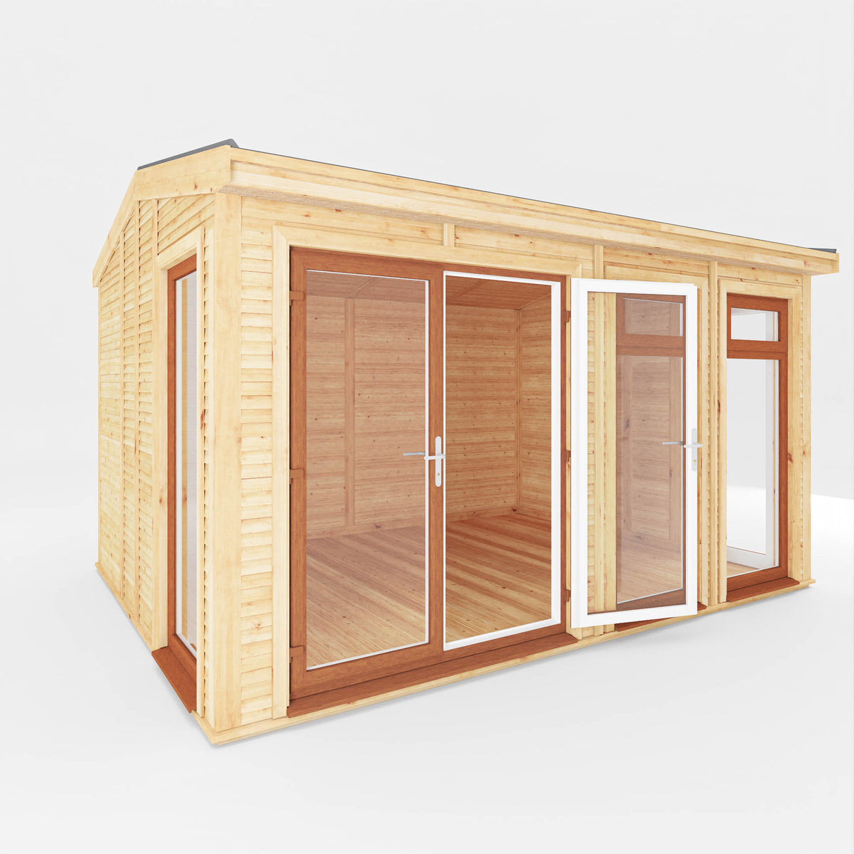 Sherwood Rufford 4m x 3m Insulated Garden Room - (UPVC Windows & Doors) - Oak