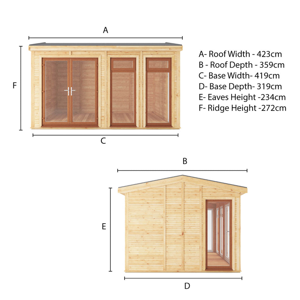 Sherwood Rufford 4m x 3m Insulated Garden Room - (UPVC Windows & Doors) - Oak