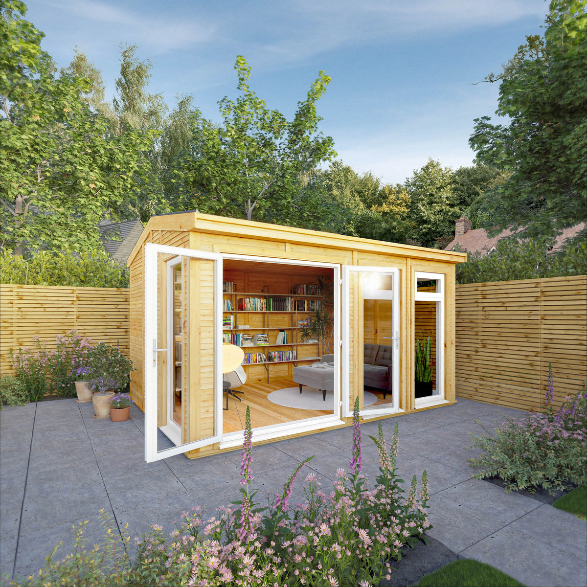 Sherwood Rufford 4m x 3m Insulated Garden Room - (UPVC Windows & Doors) - White