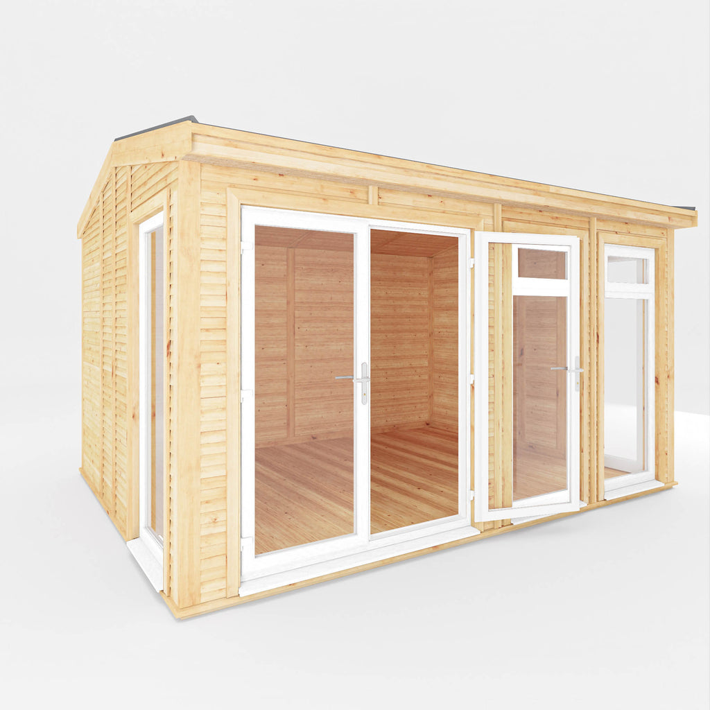 Sherwood Rufford 4m x 3m Insulated Garden Room - (UPVC Windows & Doors) - White