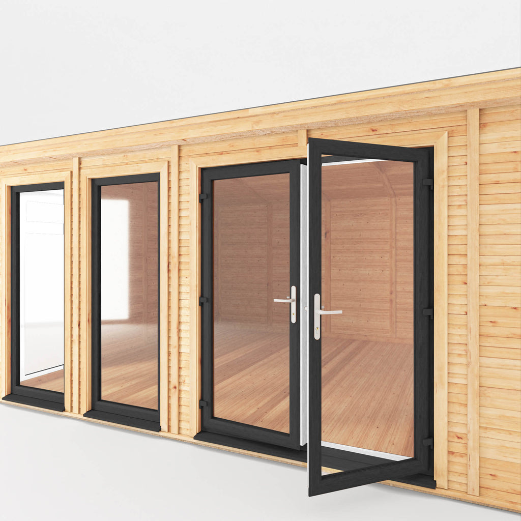 Sherwood Rufford 5m x 4m Insulated Garden Room - (UPVC Windows & Doors) - Grey