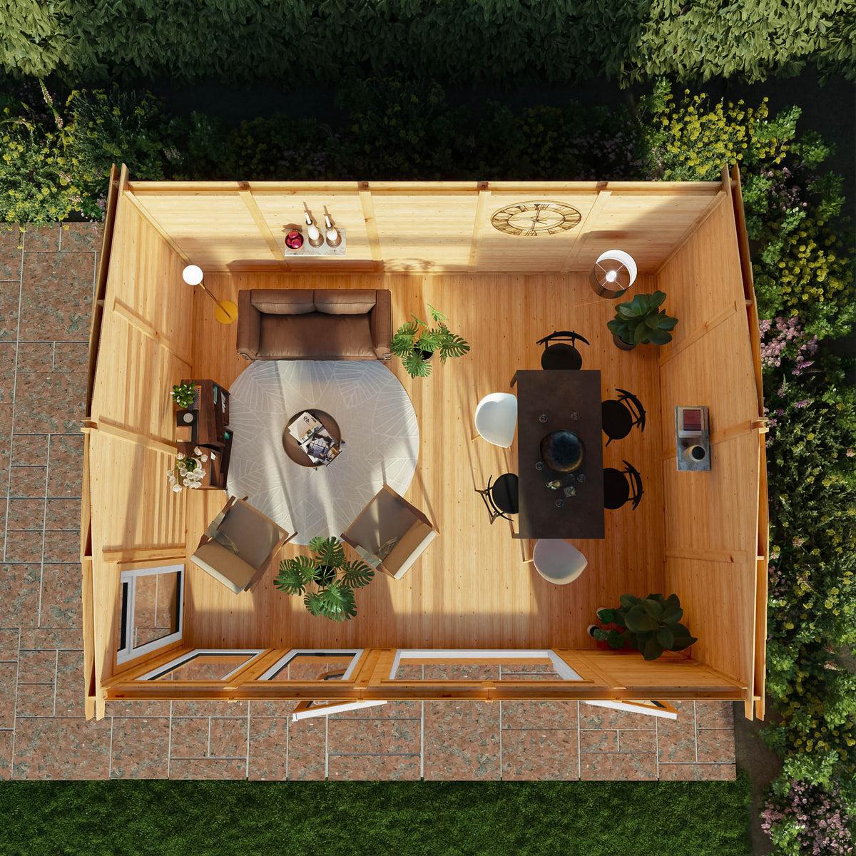 Sherwood Rufford 5m x 4m Insulated Garden Room - (UPVC Windows & Doors) - Oak