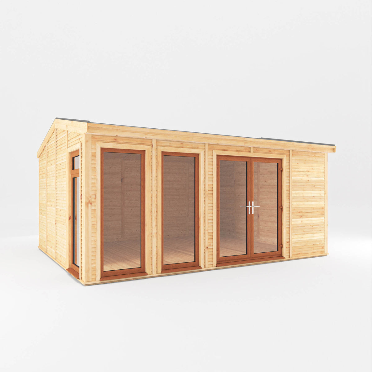 Sherwood Rufford 5m x 4m Insulated Garden Room - (UPVC Windows & Doors) - Oak