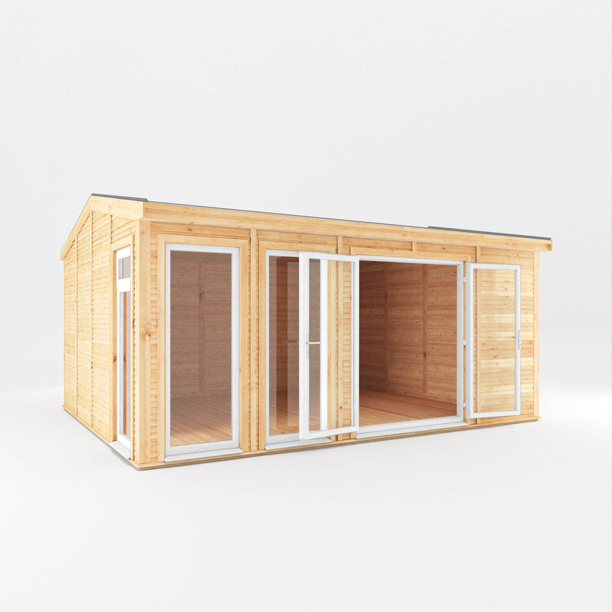 Sherwood Rufford 5m x 4m Insulated Garden Room - (UPVC Windows & Doors) - White