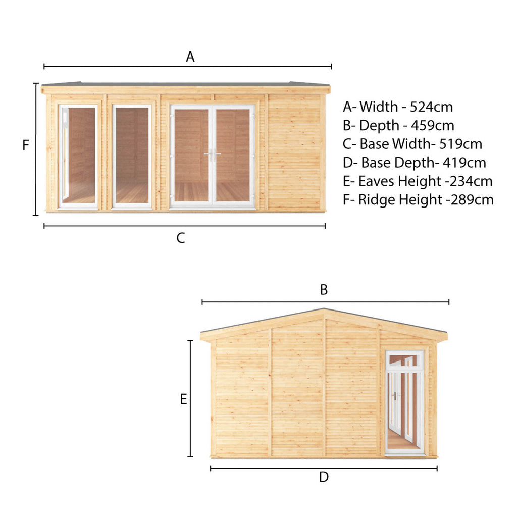 Sherwood Rufford 5m x 4m Insulated Garden Room - (UPVC Windows & Doors) - White