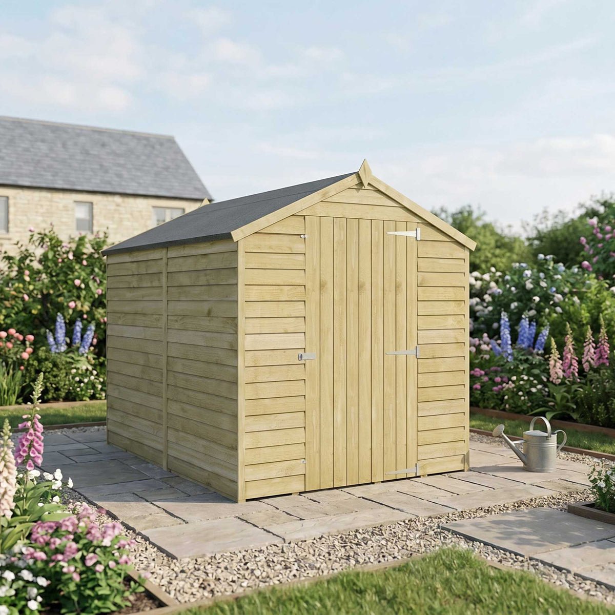 8 x 6 Overlap Apex - Single Door - Windowless