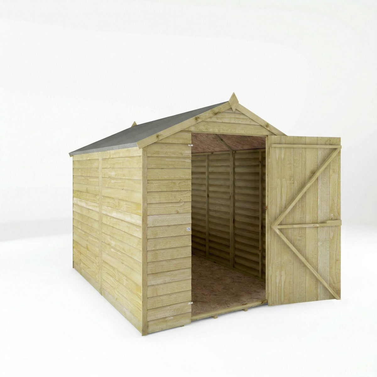 8 x 6 Overlap Apex - Single Door - Windowless
