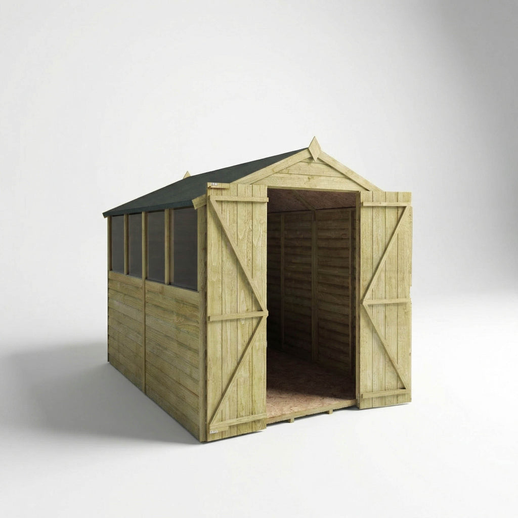 8 x 6 Overlap Apex - Double Door - With Windows