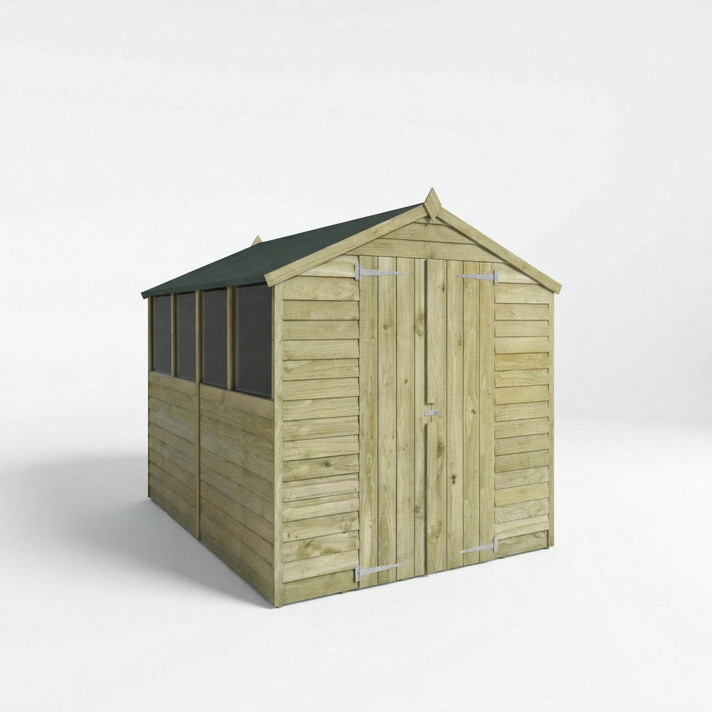 8 x 6 Overlap Apex - Double Door - With Windows