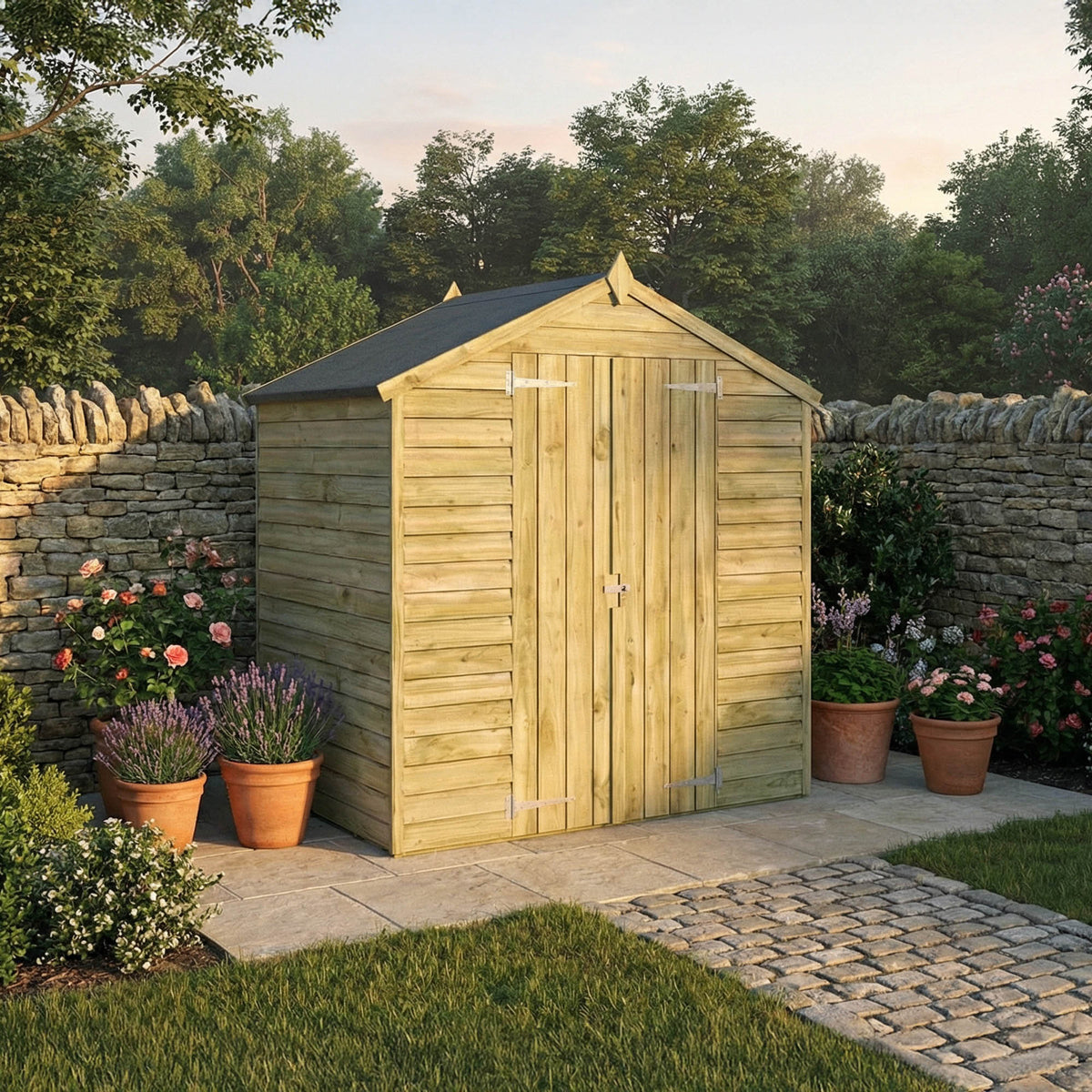 4 x 6 Overlap Apex - Double Door - Windowless