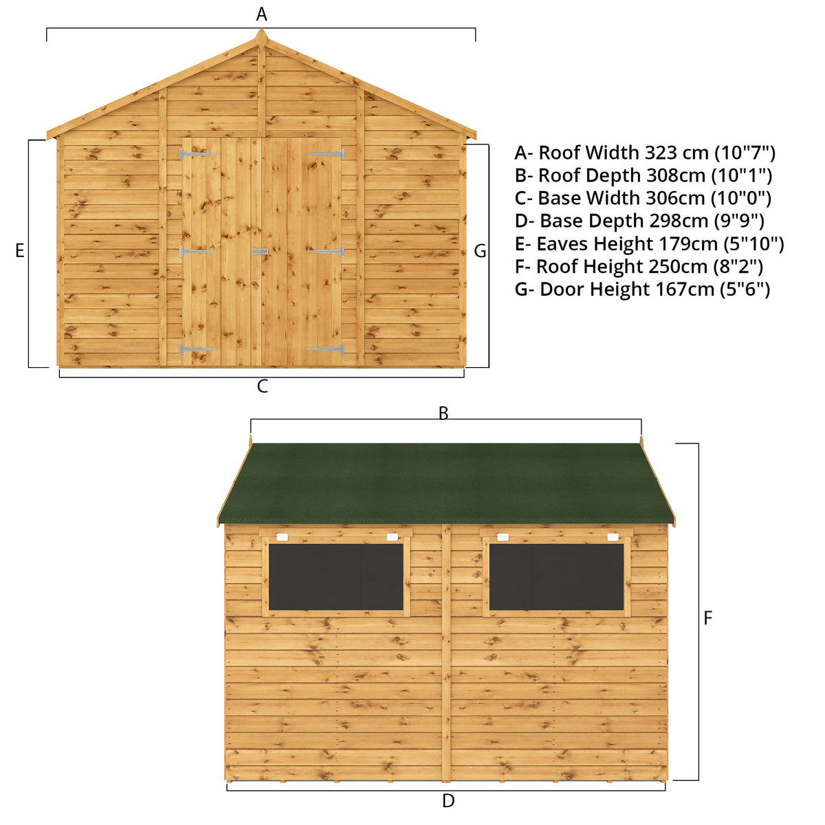 10 x 10 Premium Shiplap Apex Workshop