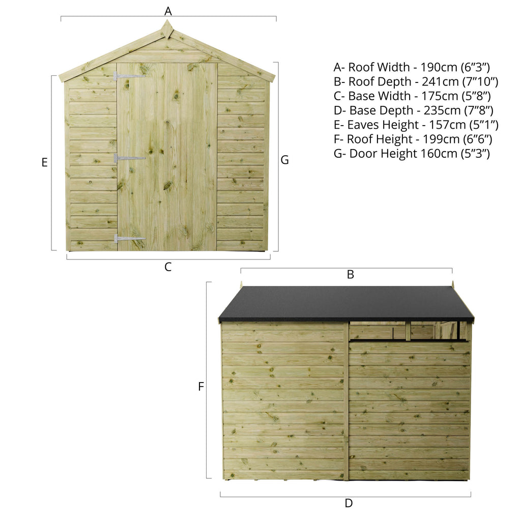 8 x 6 Shiplap Security Apex