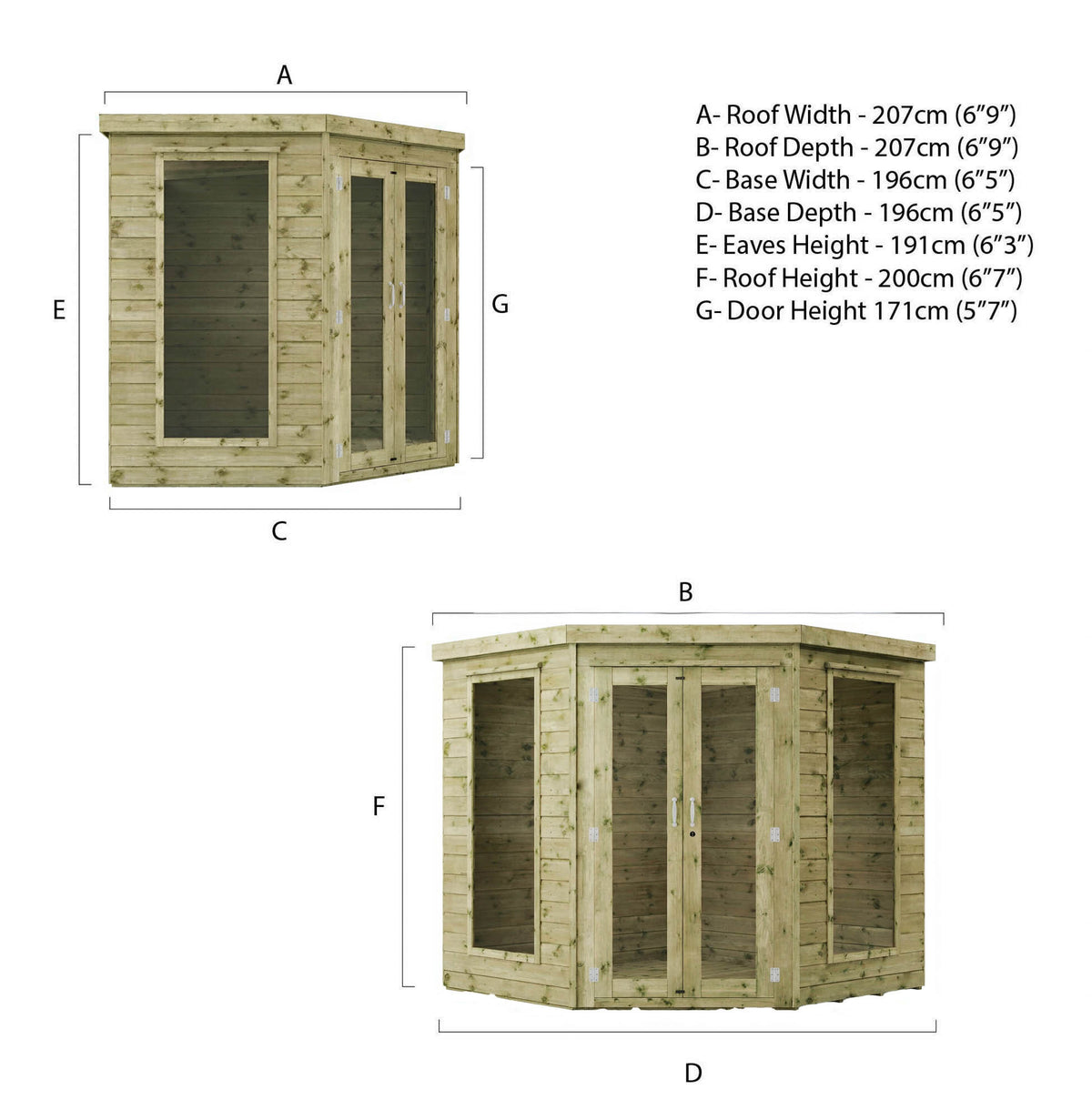 7 x 7 Premium Corner Summerhouse