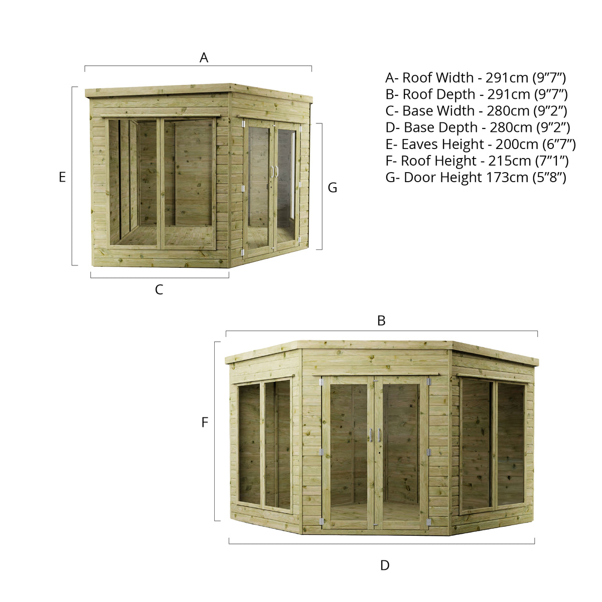 9 x 9 Premium Corner Summerhouse