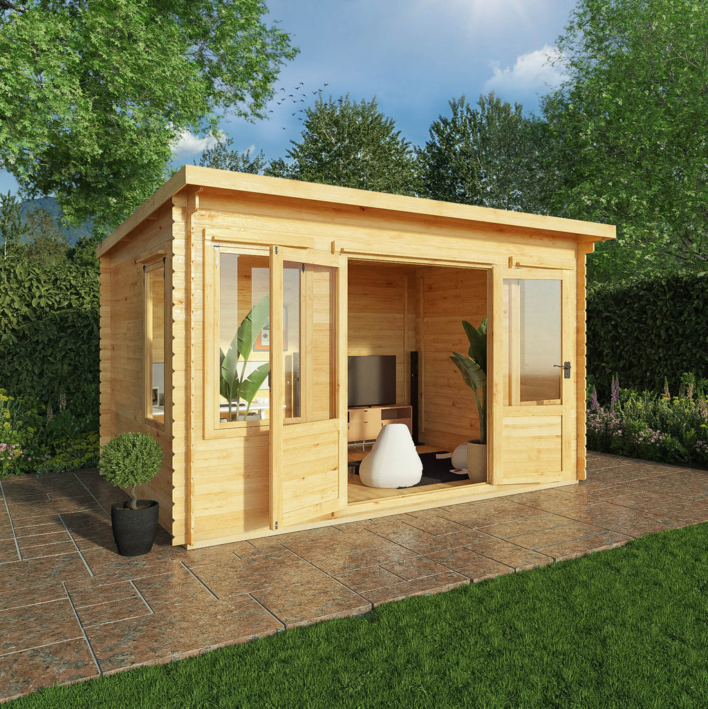 4m x 3m Pent Log Cabin - 19mm