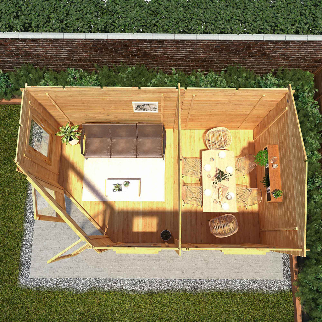 5m x 3m Corner Lodge Log Cabin - 28mm