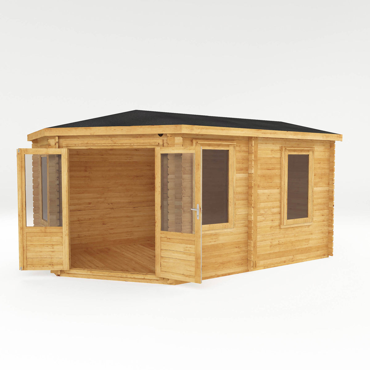 5m x 3m Corner Lodge Log Cabin - 28mm