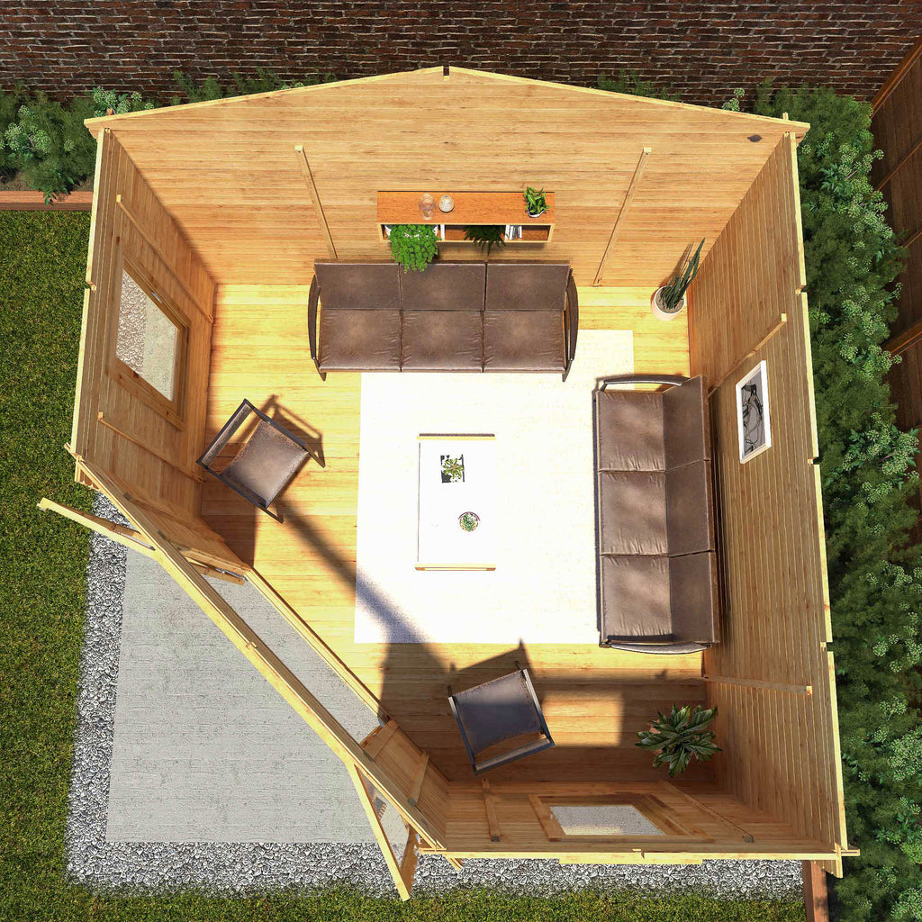 4m x 4m Corner Log Cabin - 28mm