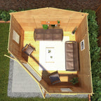 4m x 4m Corner Log Cabin - 28mm