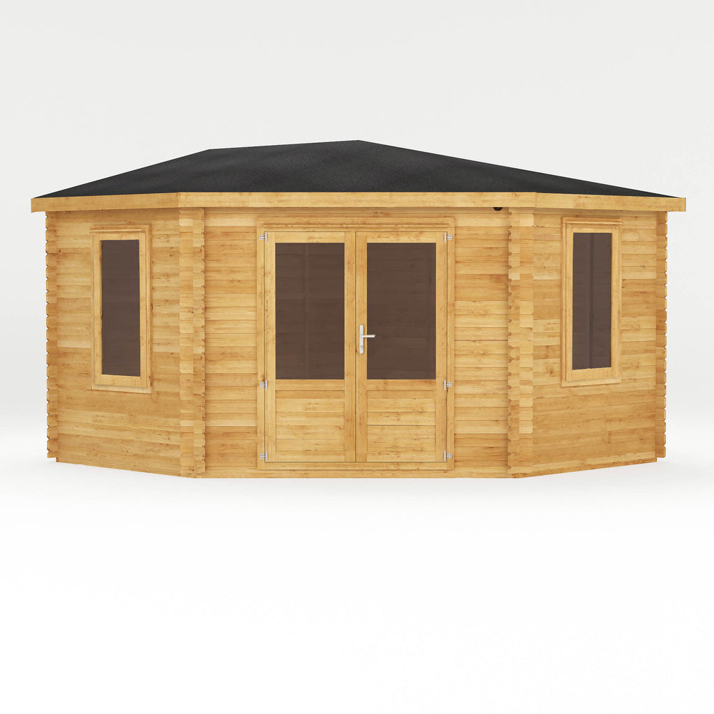 4m x 4m Corner Log Cabin - 28mm