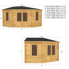 4m x 4m Corner Log Cabin - 28mm