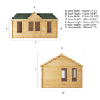 5.3m x 4m Clock Tower Log Cabin - 44mm