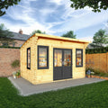 4m x 3m Curved Roof Log Cabin - 44mm (UPVC Windows & Door) - Grey