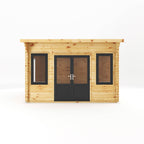 4m x 3m Curved Roof Log Cabin - 44mm (UPVC Windows & Door) - Grey