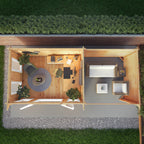 7m x 3m Studio Pent Log Cabin With Patio Area - 44mm (UPVC Windows & Door) - White