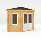 5m x 3m Corner Lodge Log Cabin - 44mm (UPVC Windows & Door) - White