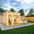 3m x 3m Studio Pent Log Cabin - 44mm - (UPVC Windows & Doors) - Oak