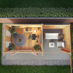 7m x 3m Studio Pent Log Cabin With Patio Area - 44mm (UPVC Windows & Door) - Oak