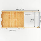 7m x 3m Studio Pent Log Cabin With Patio Area - 44mm (UPVC Windows & Door) - Oak
