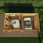 6m x 3m Studio Pent Log Cabin With Slatted Area - 44mm (UPVC Windows & Door) - Oak