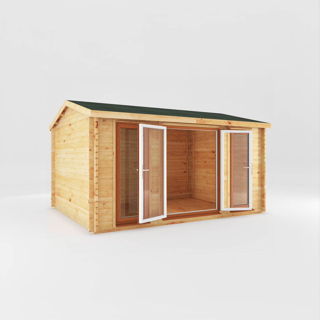 4.5m x 3.5m Home Office Studio - 44mm (UPVC Windows & Door) - Oak