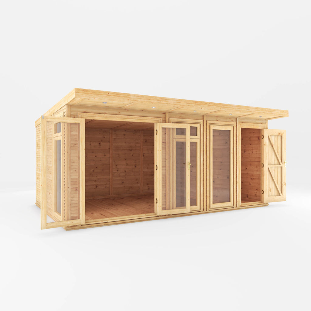 5m x 3m(D) Insulated Garden Room with Side Shed