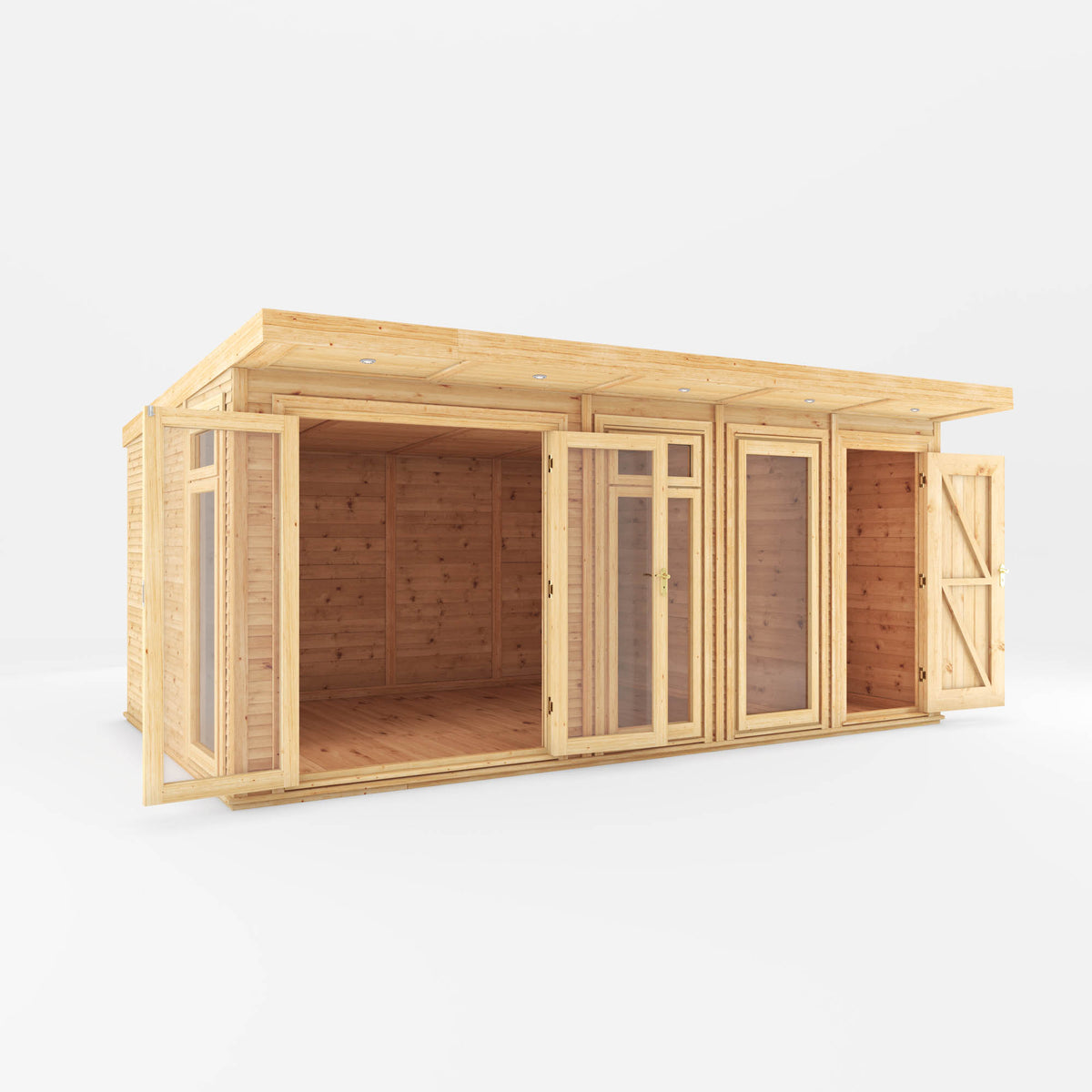 5m x 3m(D) Insulated Garden Room with Side Shed