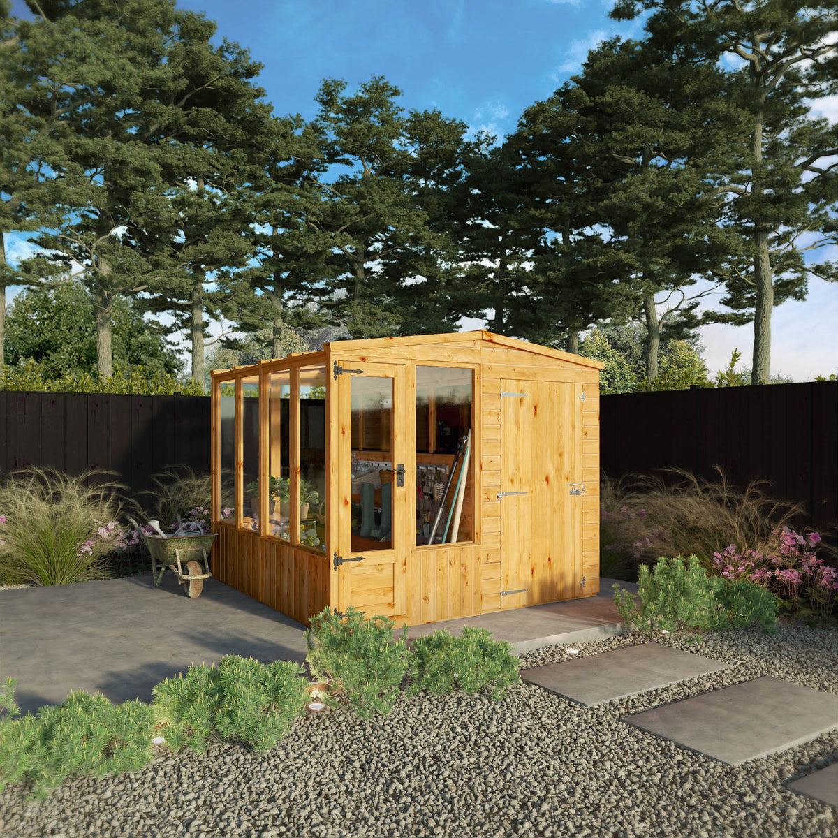 8 x 8 Woodsman Combi Greenhouse Shed - Styrene
