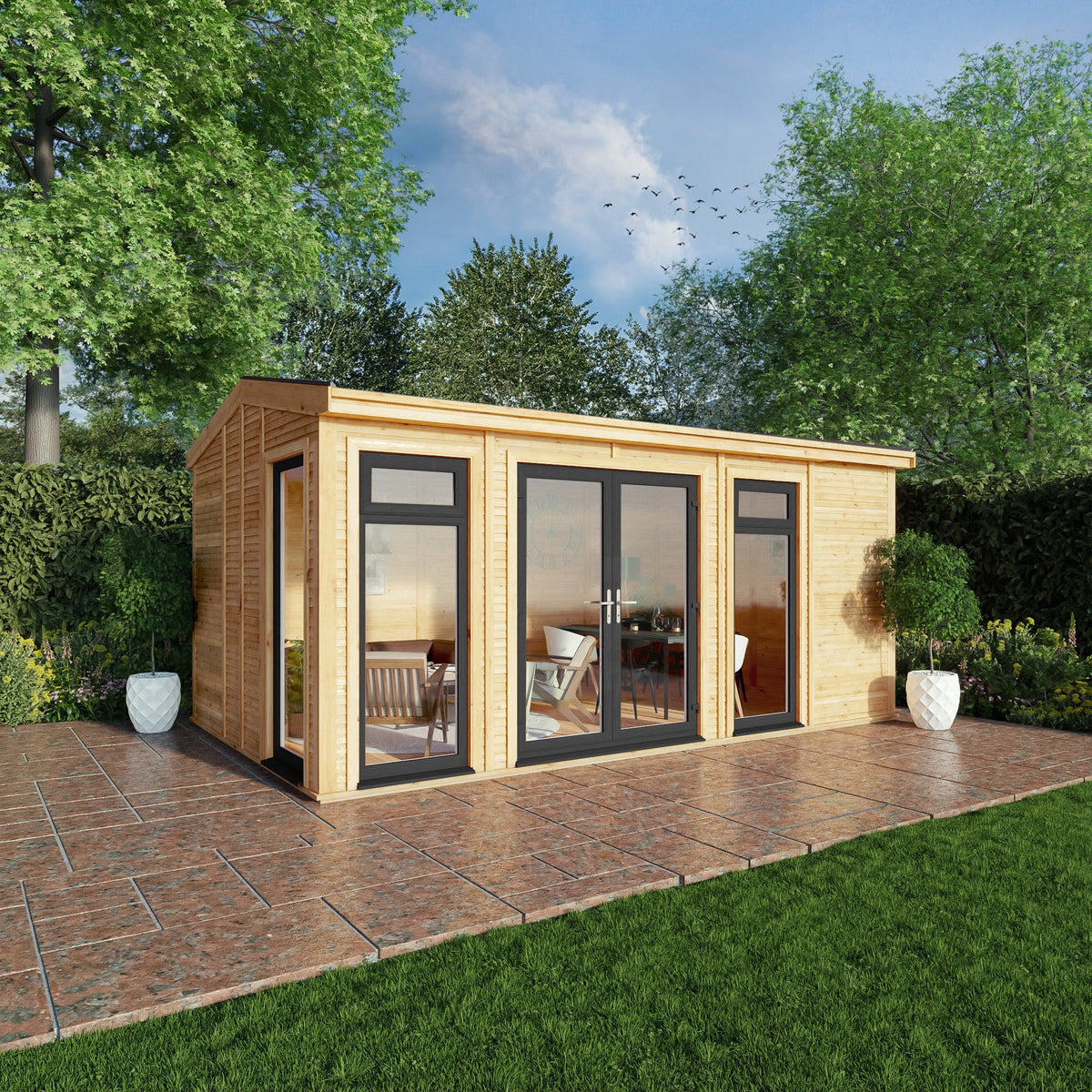 Sherwood Rufford 5m x 3m Insulated Garden Room - Grey UPVC