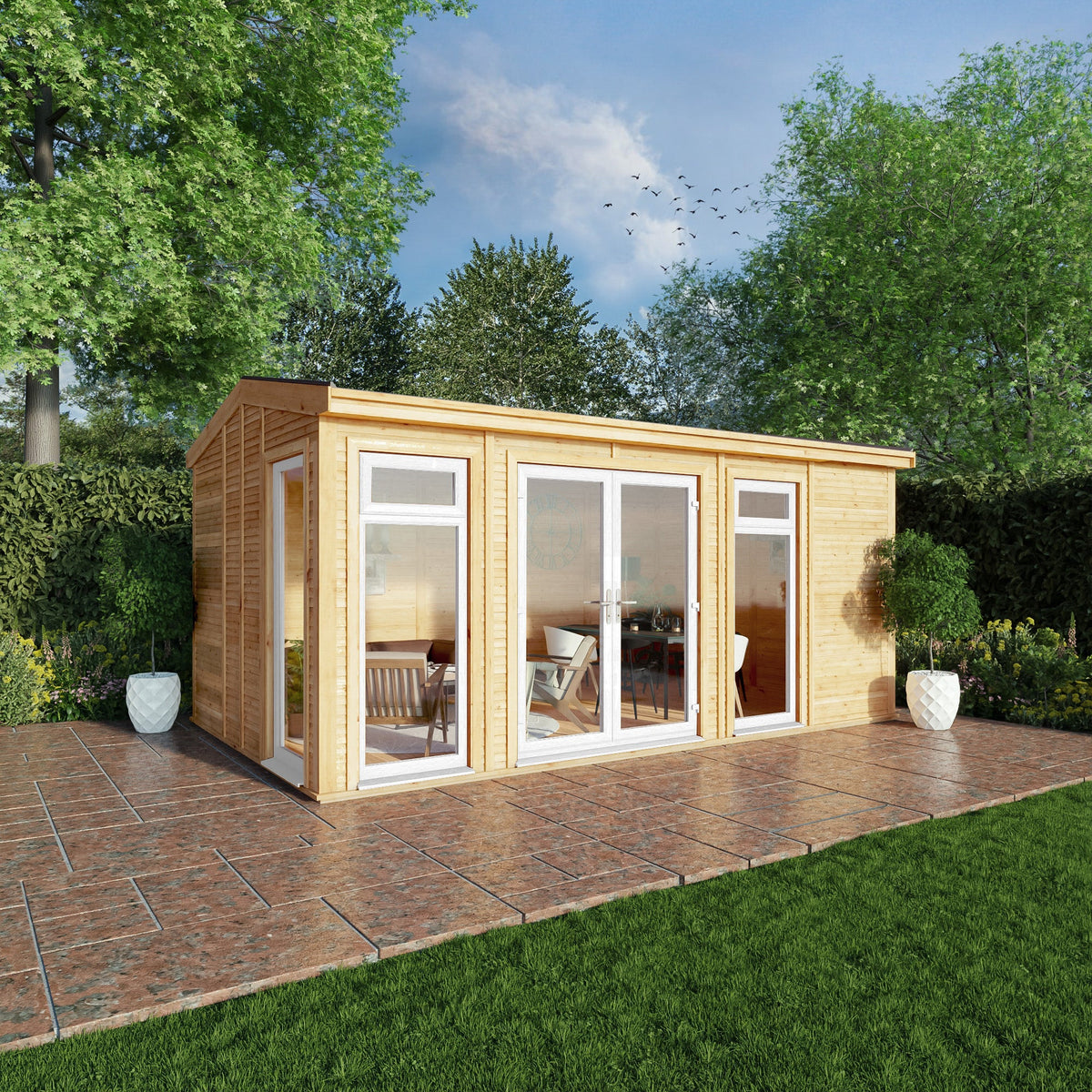 Sherwood Rufford 5m x 3m Insulated Garden Room - White UPVC