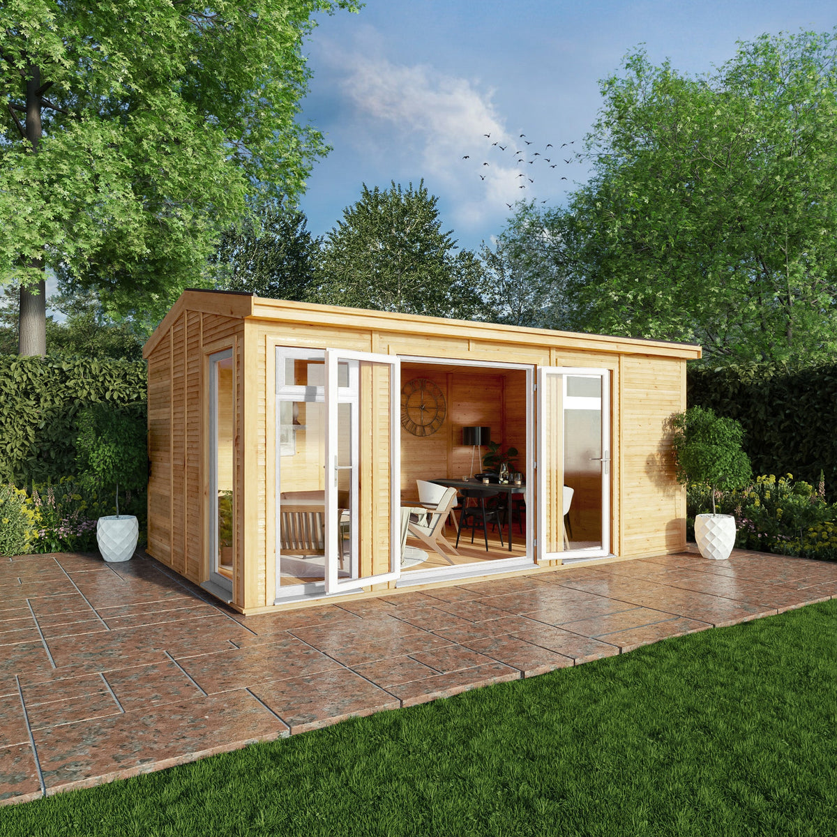 Sherwood Rufford 5m x 3m Insulated Garden Room - White UPVC