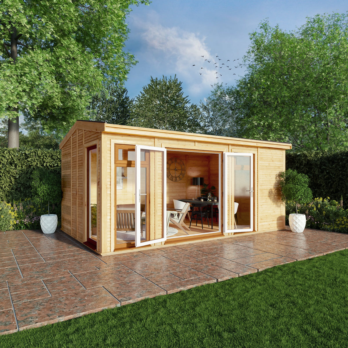 Sherwood Rufford 5m x 3m Insulated Garden Room - Oak UPVC