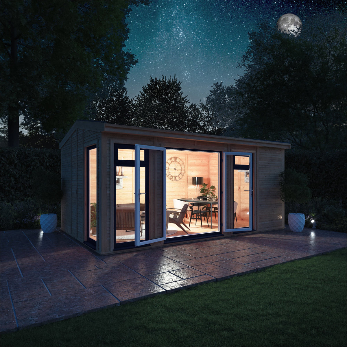 Sherwood Rufford 5m x 3m Insulated Garden Room - Grey UPVC