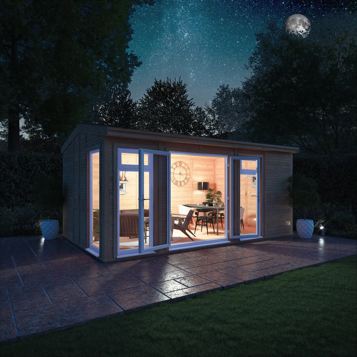 Sherwood Rufford 5m x 3m Insulated Garden Room - White UPVC