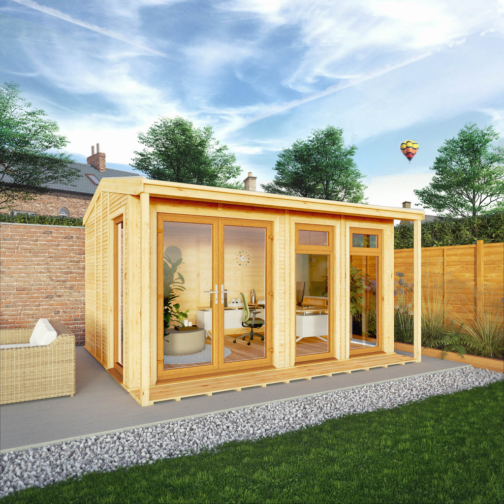 Sherwood Thoresby 4m x 3m Insulated Garden Room - (UPVC Windows & Doors) - Oak