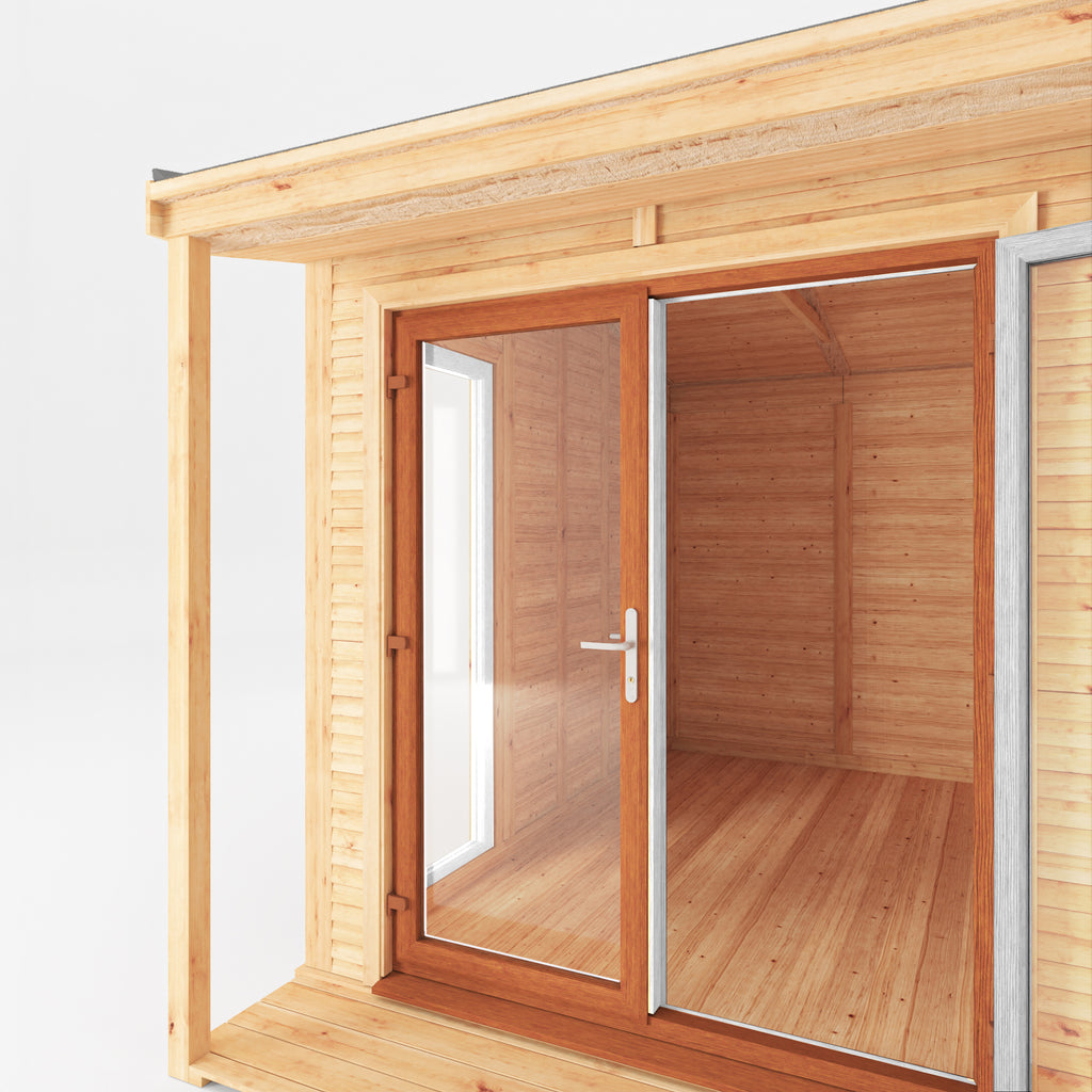 Sherwood Thoresby 4m x 3m Insulated Garden Room - (UPVC Windows & Doors) - Oak