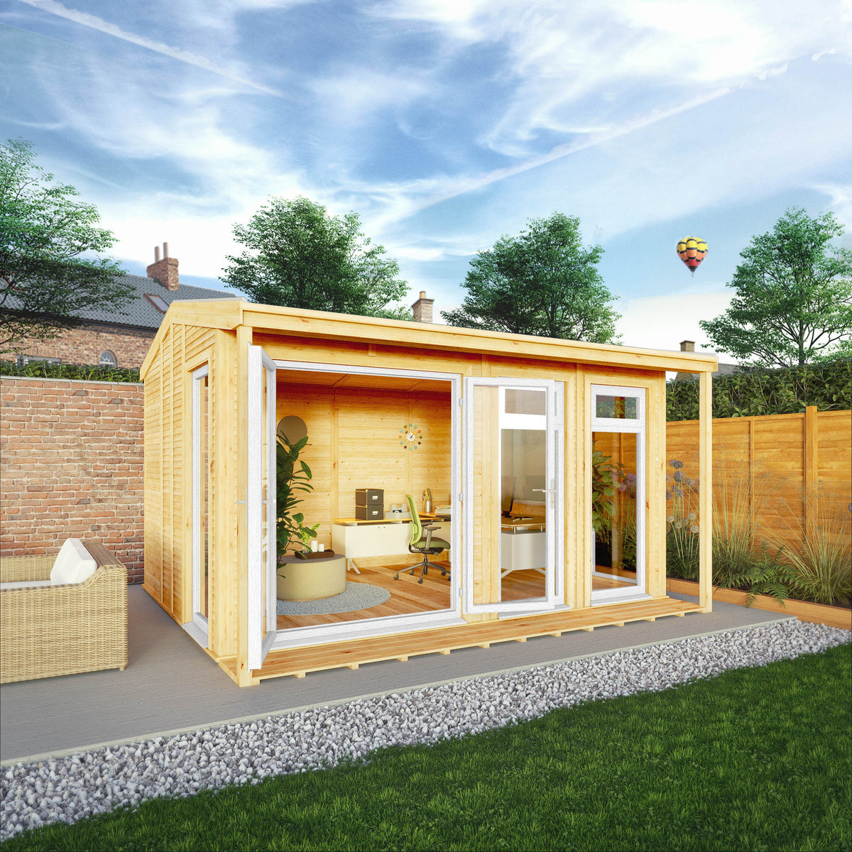 Sherwood Thoresby 4m x 3m Insulated Garden Room - (UPVC Windows & Doors) - White