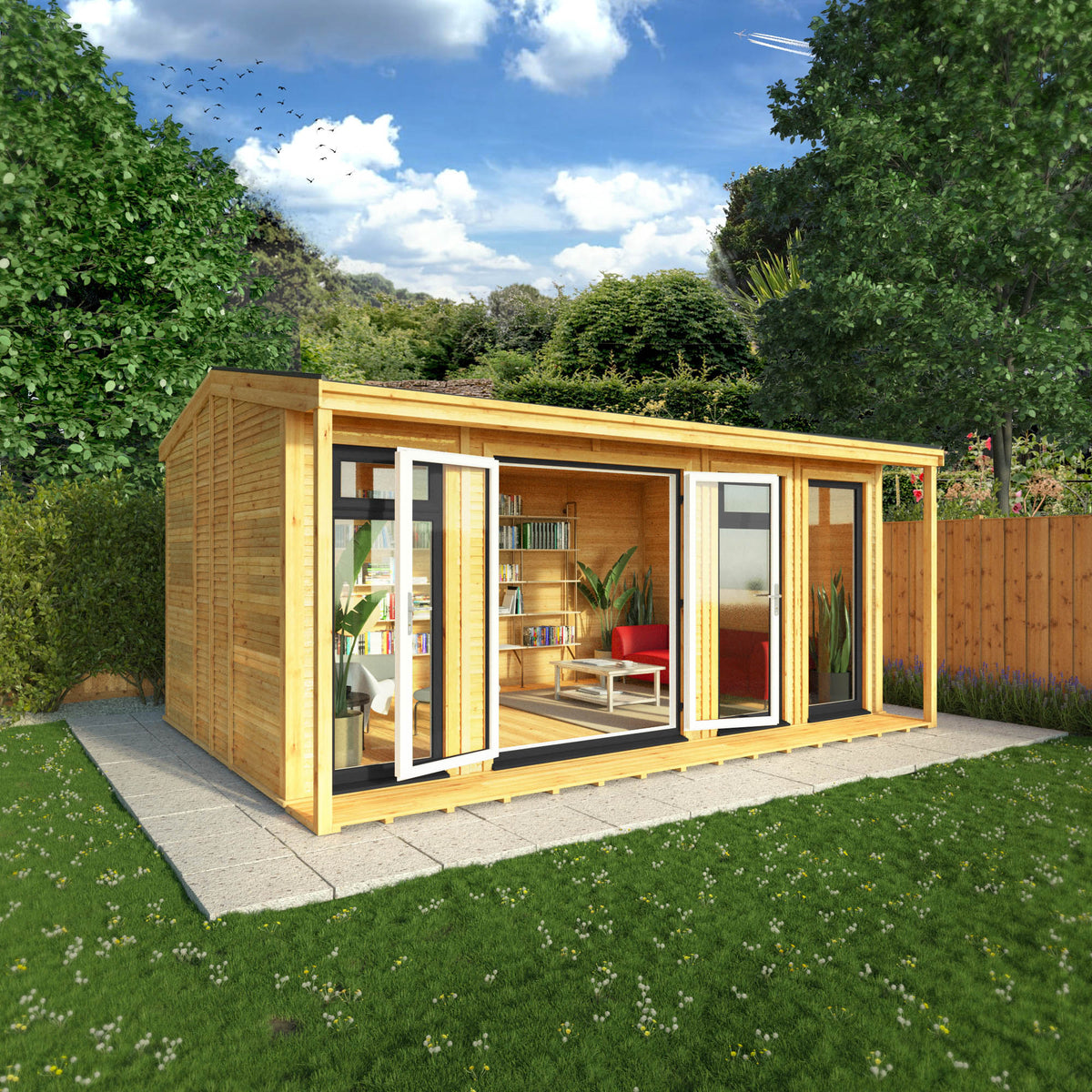 Sherwood Thoresby 5m x 3m Insulated Garden Room - (UPVC Windows & Doors) - Grey