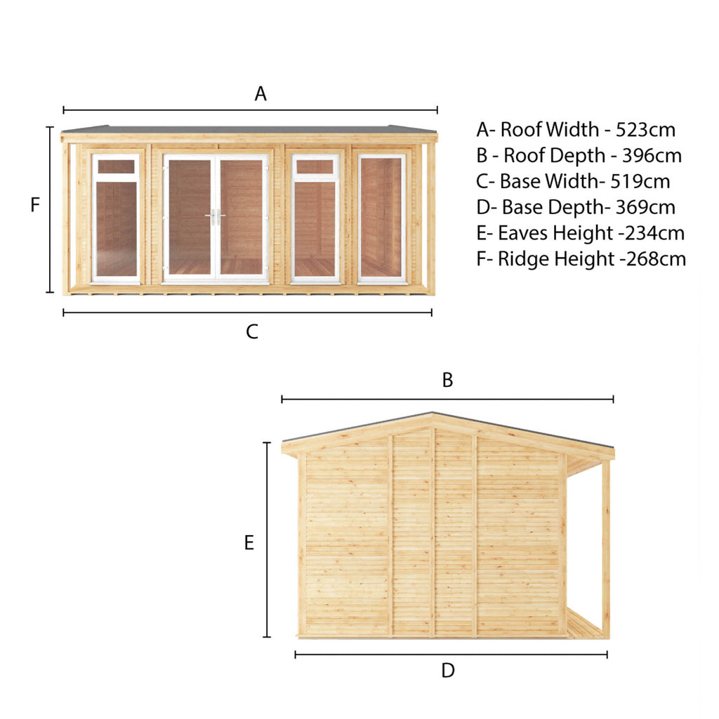 Sherwood Thoresby 5m x 3m Insulated Garden Room - (UPVC Windows & Doors) - White